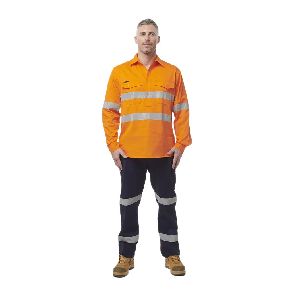 King Gee Workcool 2 Hi-Vis Reflective Closed Front Shirt Long Sleeve (K54896) - Image 6