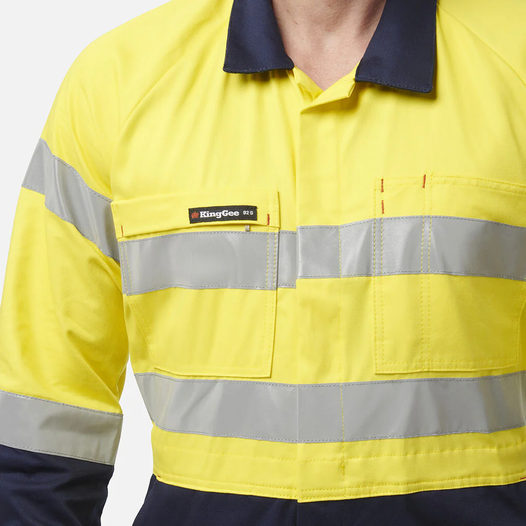 King Gee Originals Hi-Vis Reflective Two Tone Drill Work Overalls (K51525) - Image 15