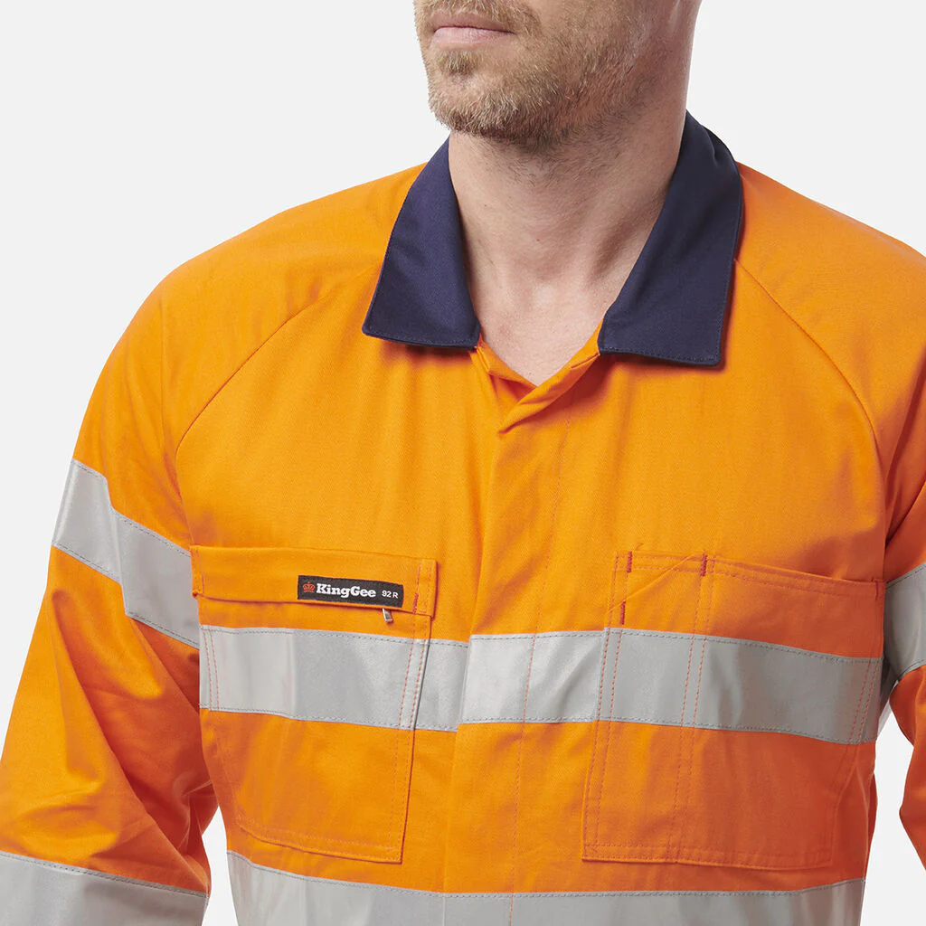King Gee Originals Hi-Vis Reflective Two Tone Drill Work Overalls (K51525) - Image 7