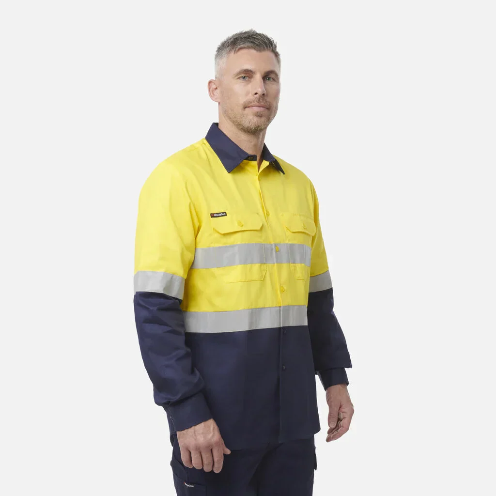 King Gee Originals Hi-Vis Reflective Two Tone Long Sleeve Work Shirt (K54315) - Image 4