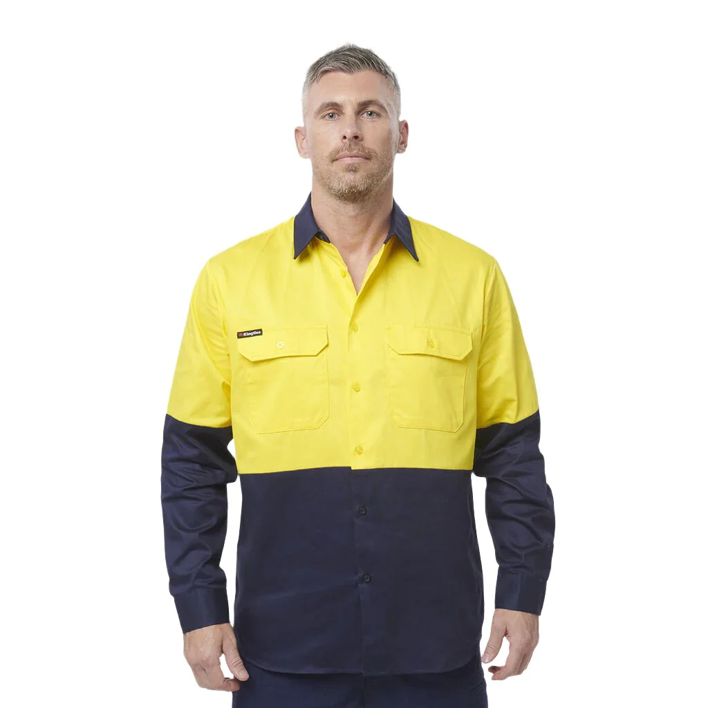 King Gee Originals Hi-Vis Long Sleeve Drill Work Shirt ( K54015 ) - Image 7
