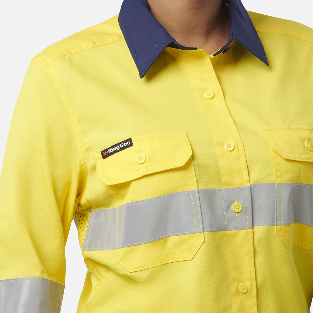 King Gee Women's Workcool Vented Spliced Spliced Shirt Taped Long Sleeve (K44227) - Image 8