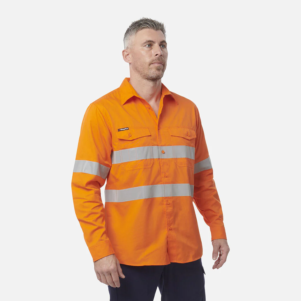 King Gee Workcool 2 Hi-Vis Reflective Long Sleeve Work Shirt (K54890) - Image 3